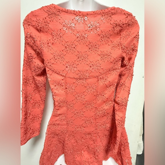 Free People Coral Lace Peplum Blouse - Picture 4 of 8